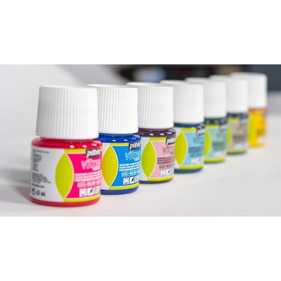 Pebeo Vitrail Glass Painting V160 Collection Set 10 x 45ml Solvent Based Paint 758461 C1